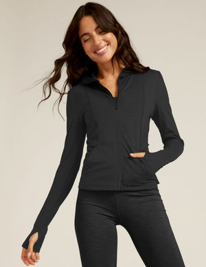 Heather Rib Morning Jog Hoodie