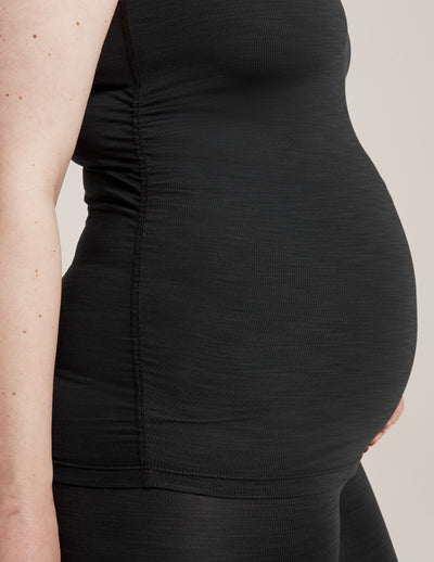 black ribbed maternity tank top