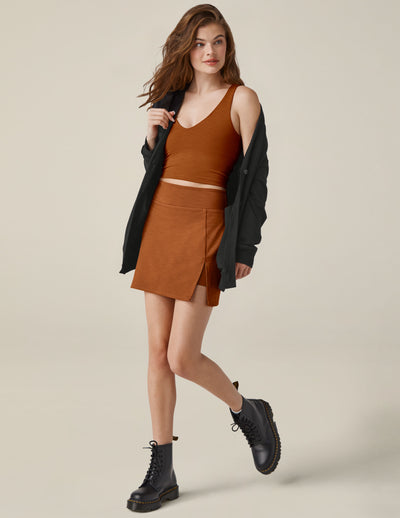 brown open-back cropped tank
