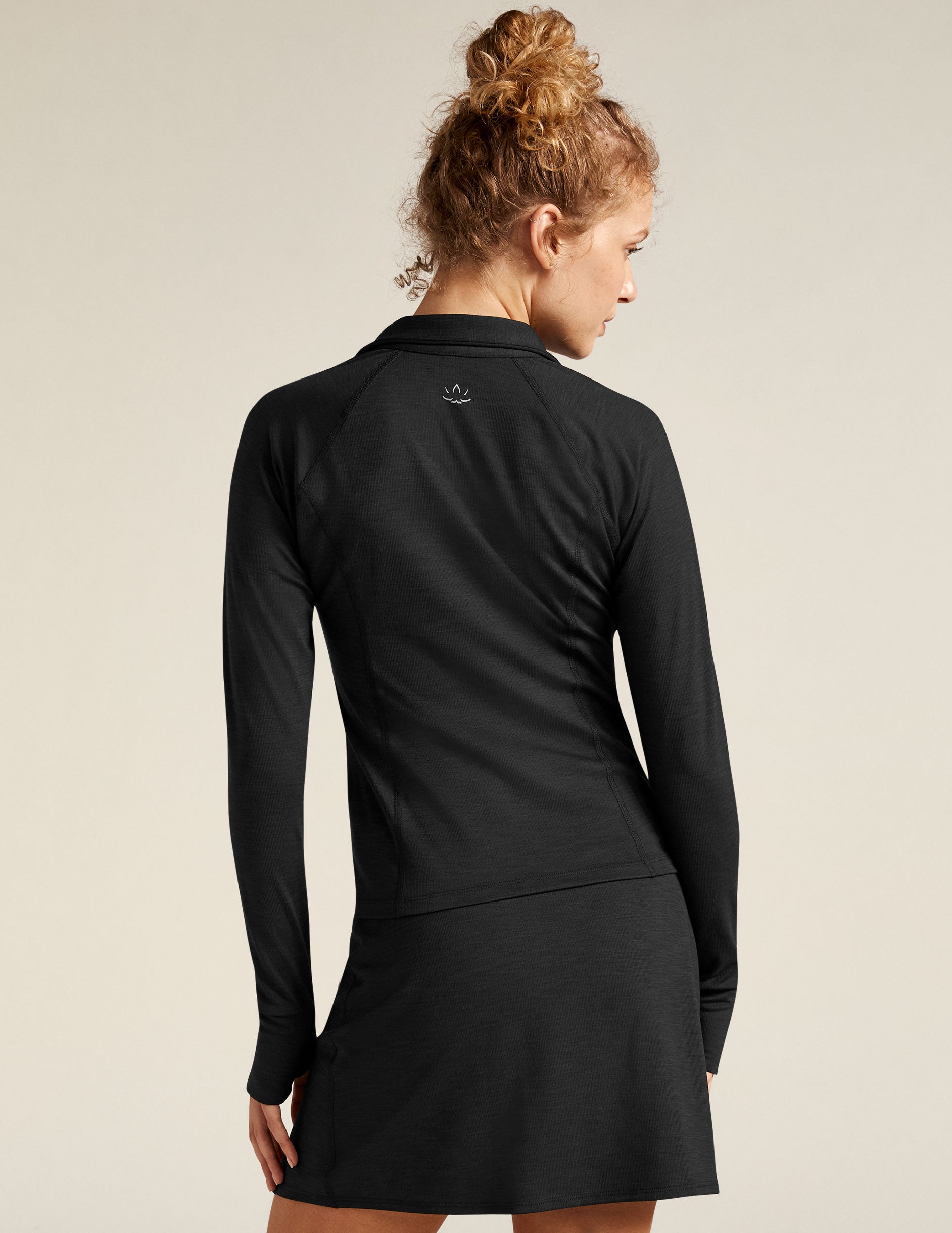 Beyond Yoga, Heather Rib Take A Hike Zip Pullover (Black)