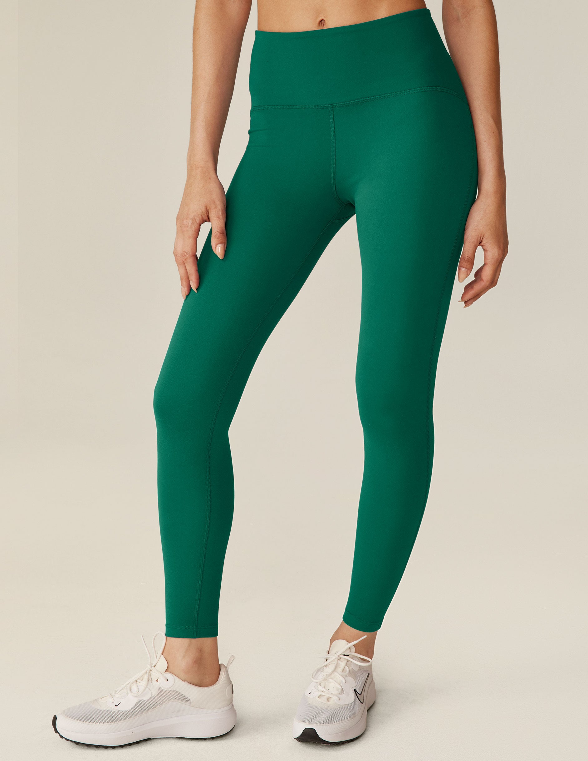 green 4" waistband midi leggings. 