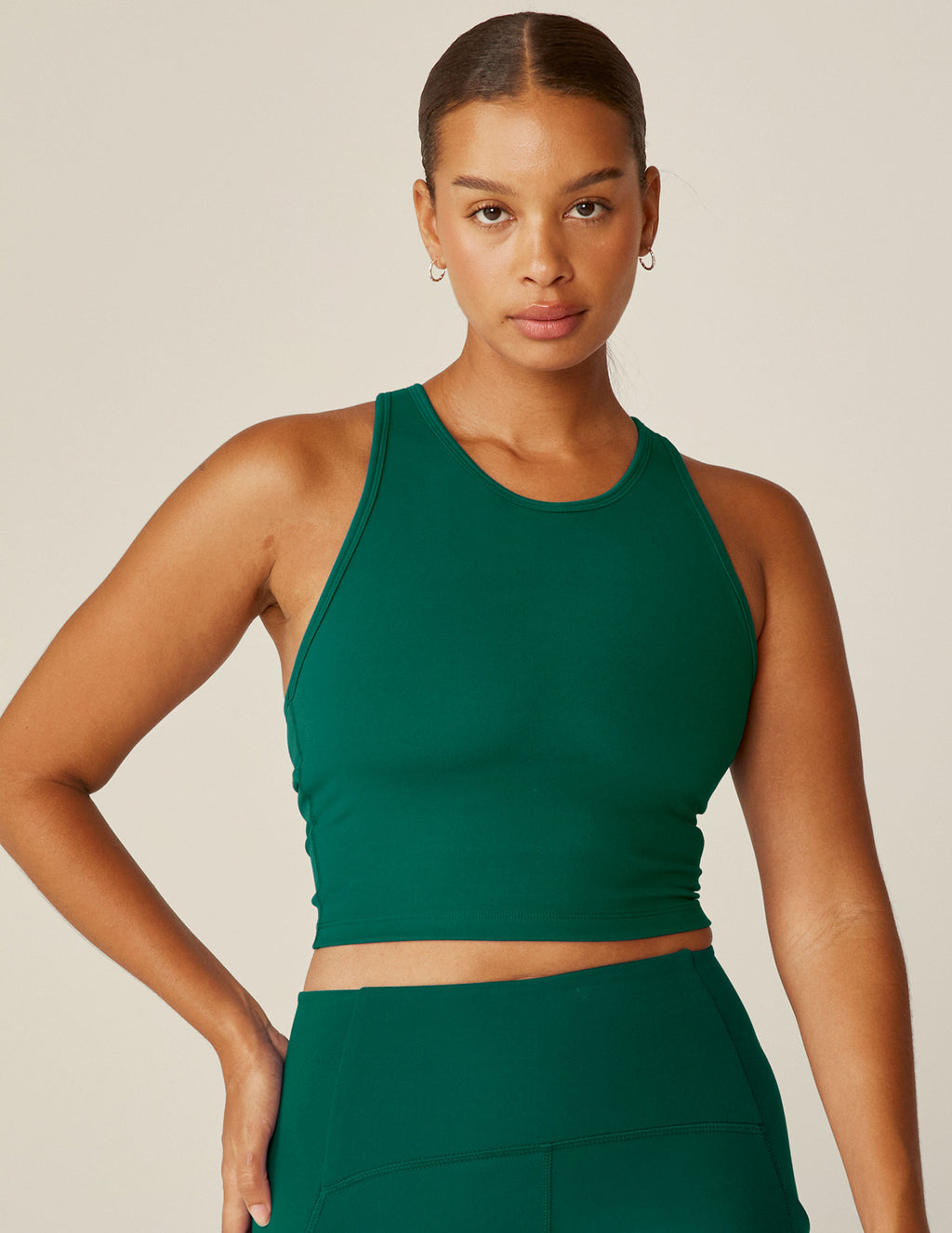 8552 Yoga Workout Crop Tops Slim Fit Short Sleeve U Neck T-Shirts Padded Yoga  Tank - Apricot Brown / XL