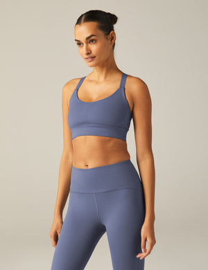 blue long line racerback bra top. 
