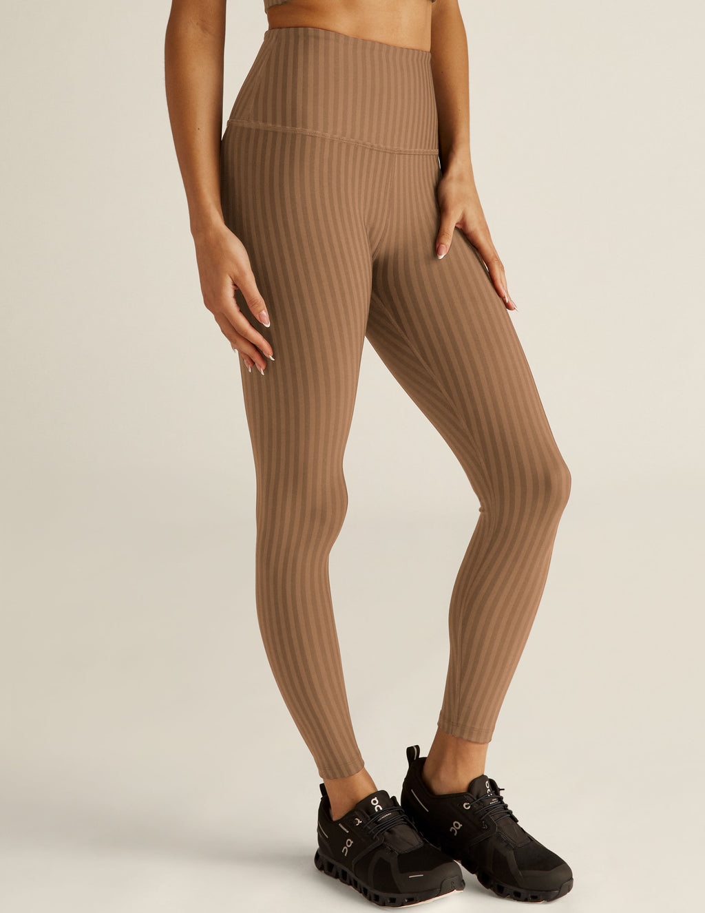 Striped Jacquard Caught In The Midi High Waisted Legging Secondary Image