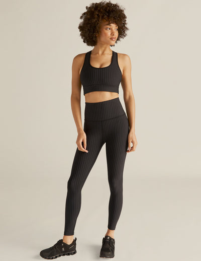 black pin-striped printed bra top. 