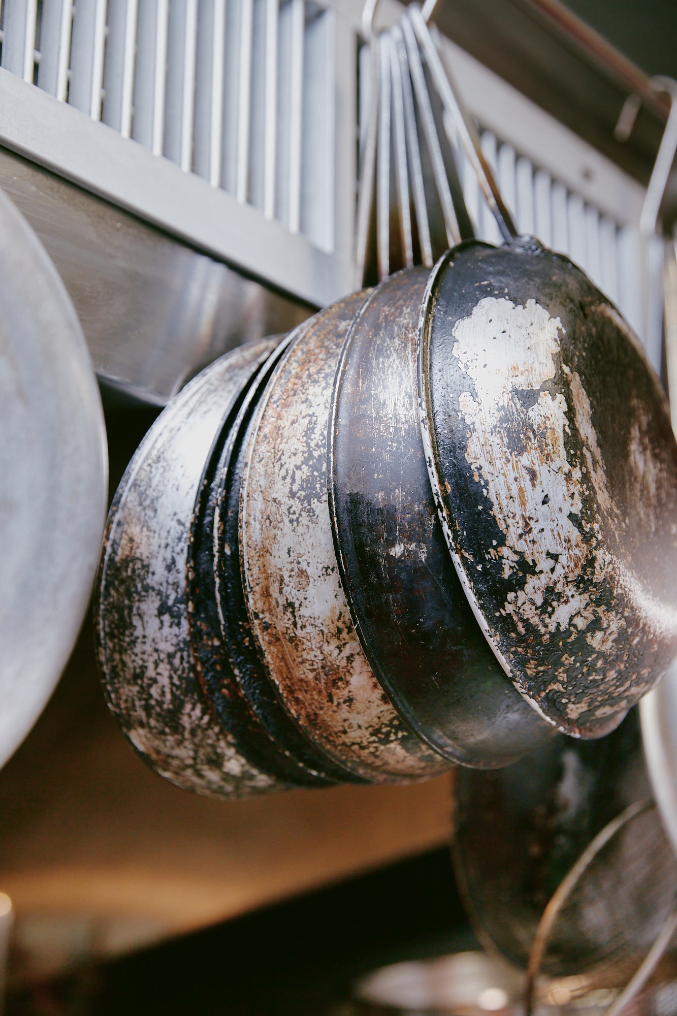 Pans hanging in the kitchen