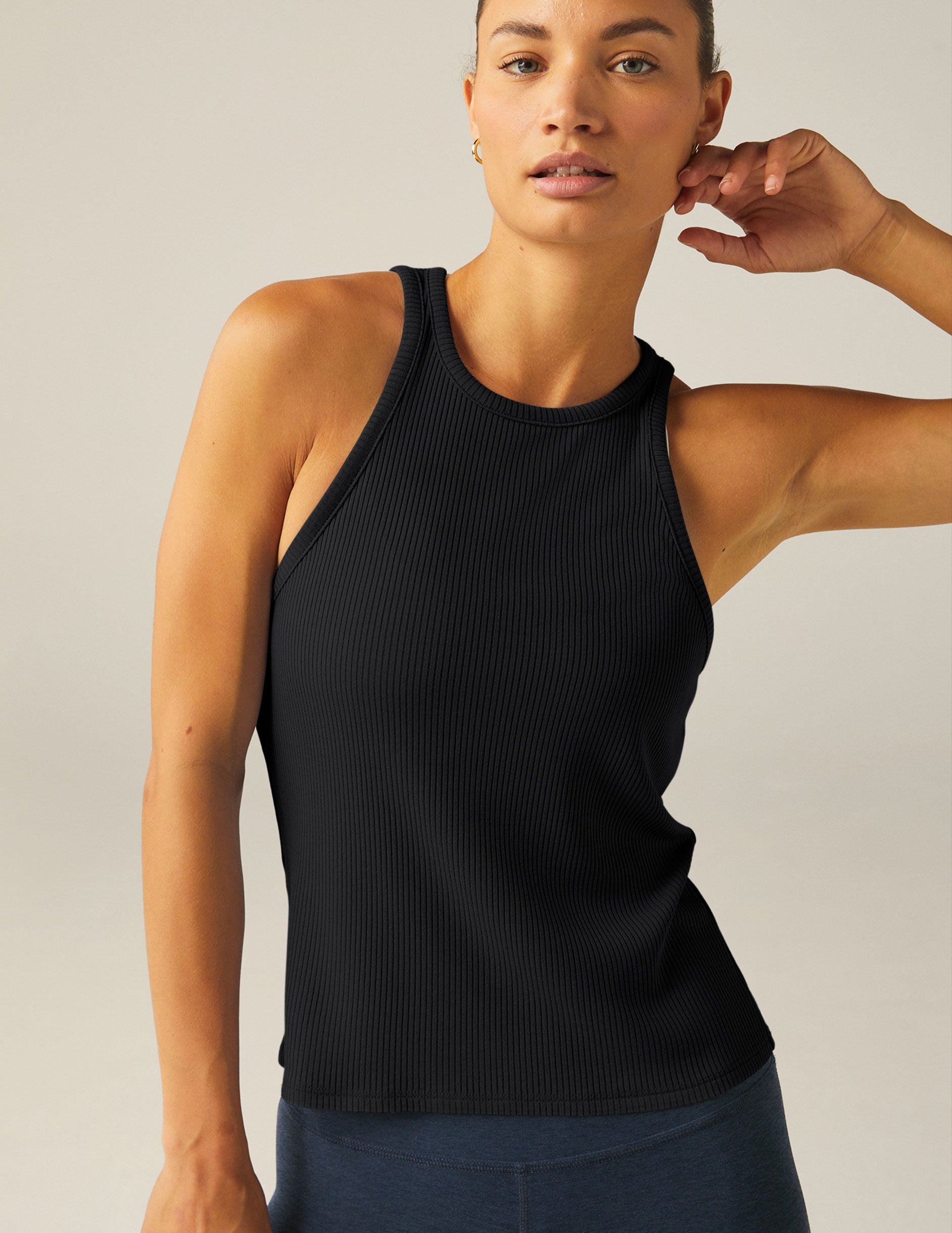 black ribbed tank