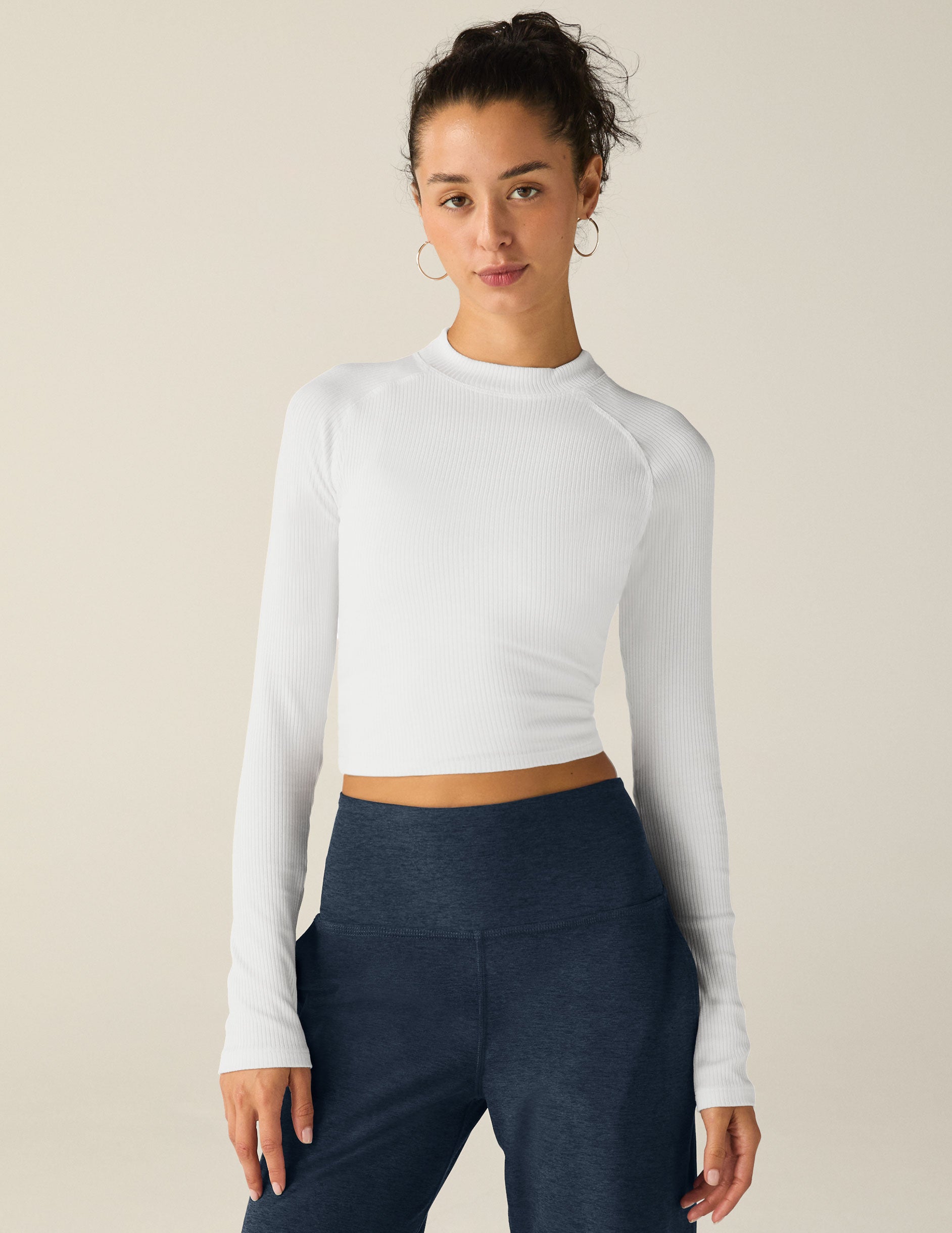 Contours Mock Neck Cropped Top