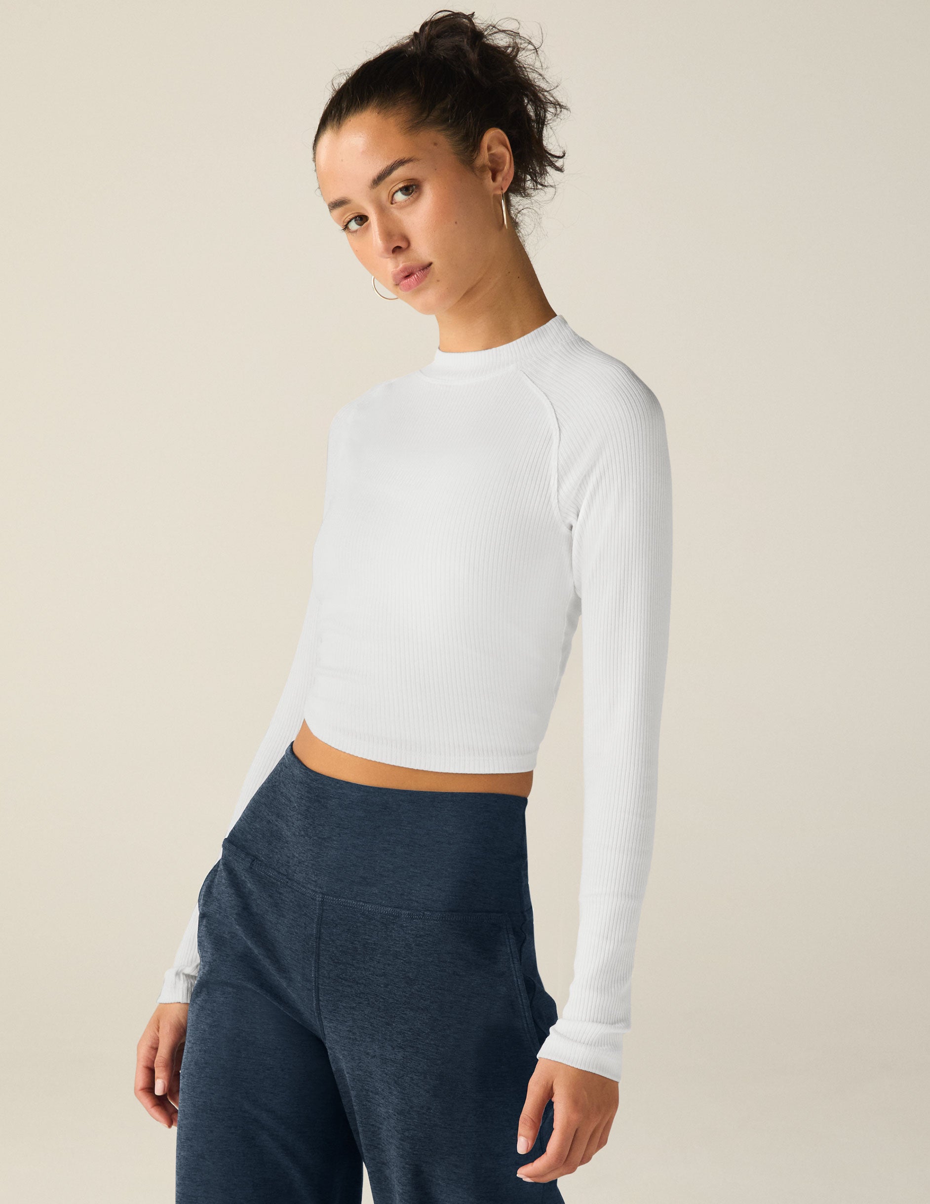 Contours Mock Neck Cropped Top