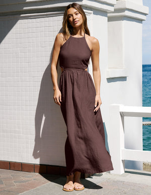 Beyond Yoga SoftWash Linen Halter Dress | Iced Mocha / XXL Beyond Yoga SoftWash Linen Halter Dress | Iced Mocha / XXL