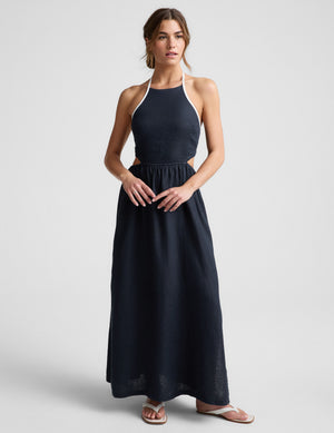 Beyond Yoga SoftWash Linen Halter Dress | Nocturnal Navy / XS Beyond Yoga SoftWash Linen Halter Dress | Nocturnal Navy / XS