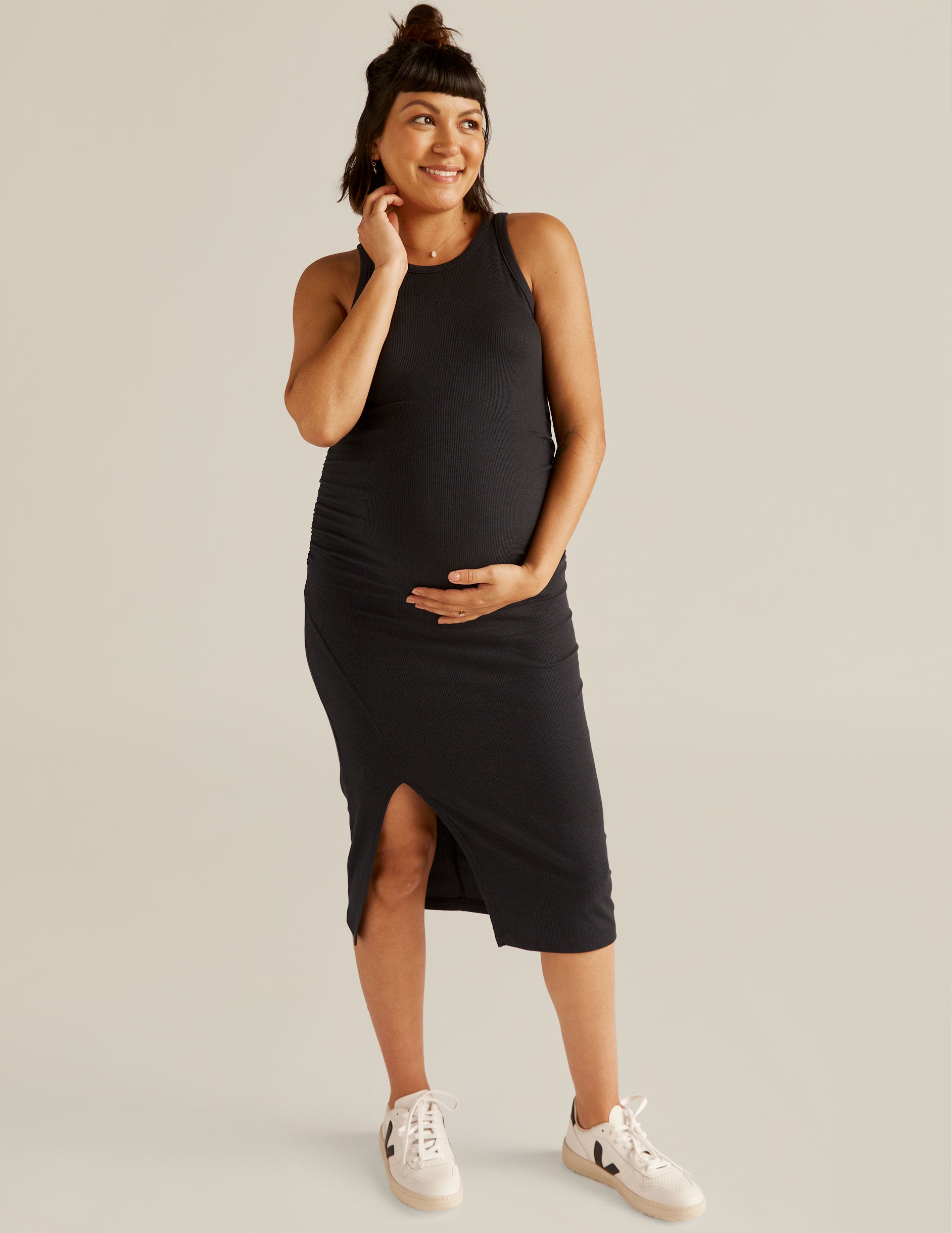 Black Midi Tank Maternity Dress