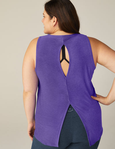 purple plus size tank split tank