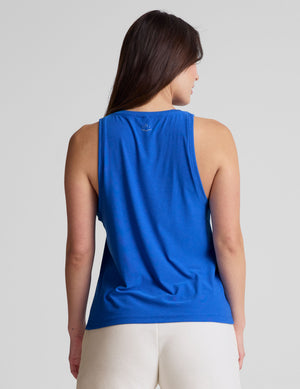 blue relaxed fit scoop neck tank top. 