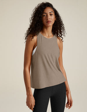 brown tank top