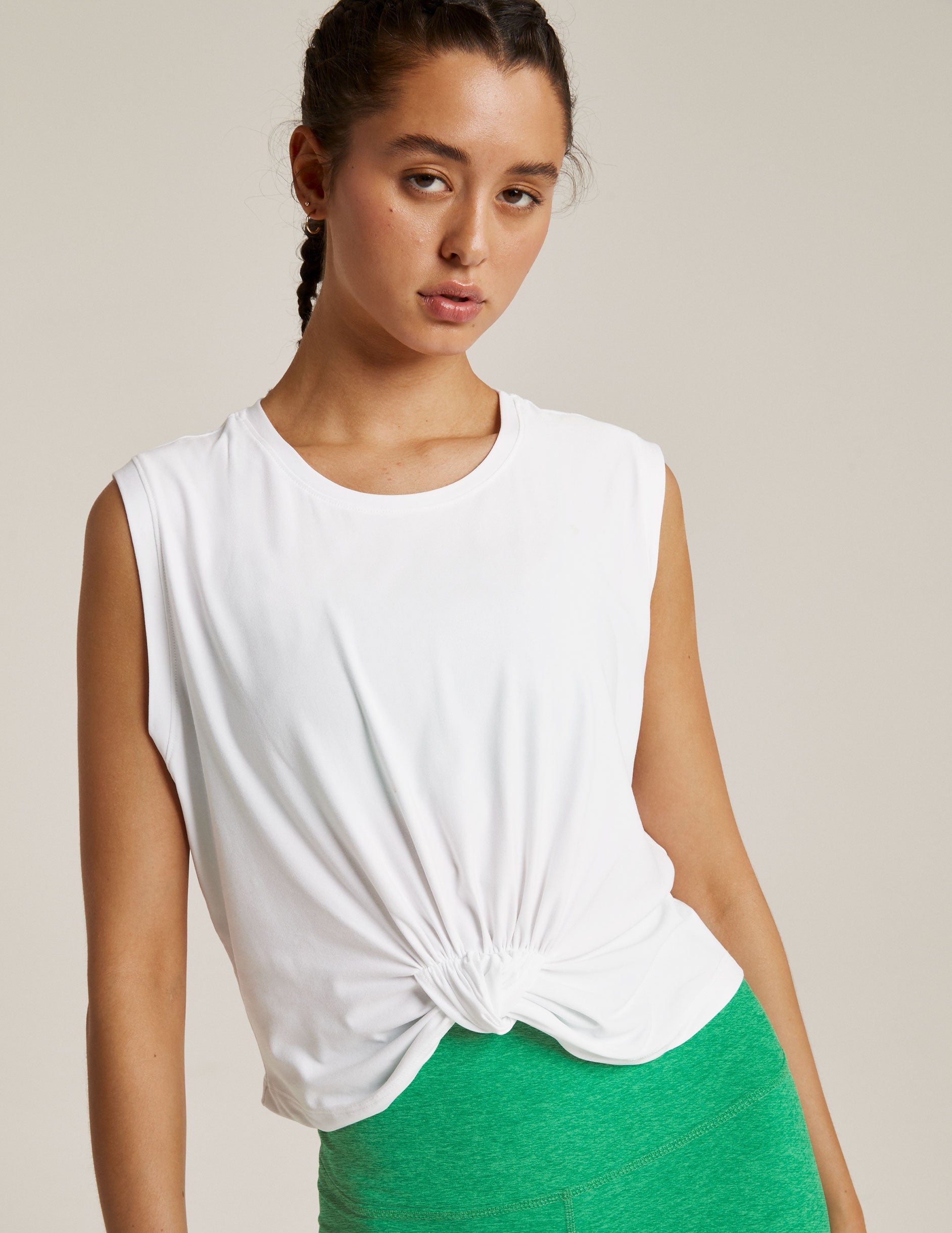 white crop top with front bow detail