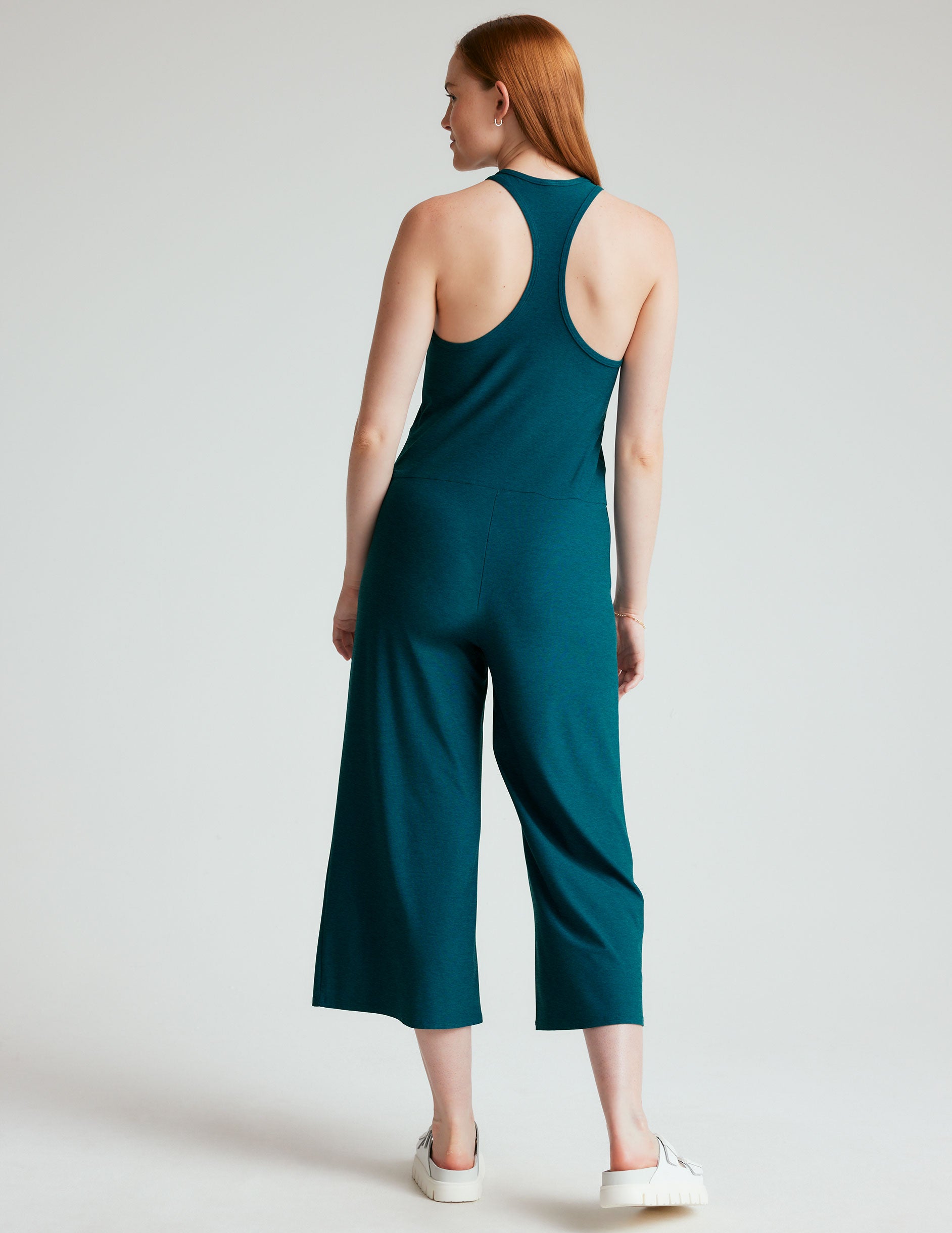 blue racerback loose fitting jumpsuit. 