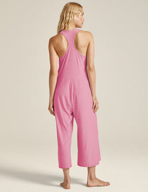 pink relaxed fit midi tank top jumpsuit. 