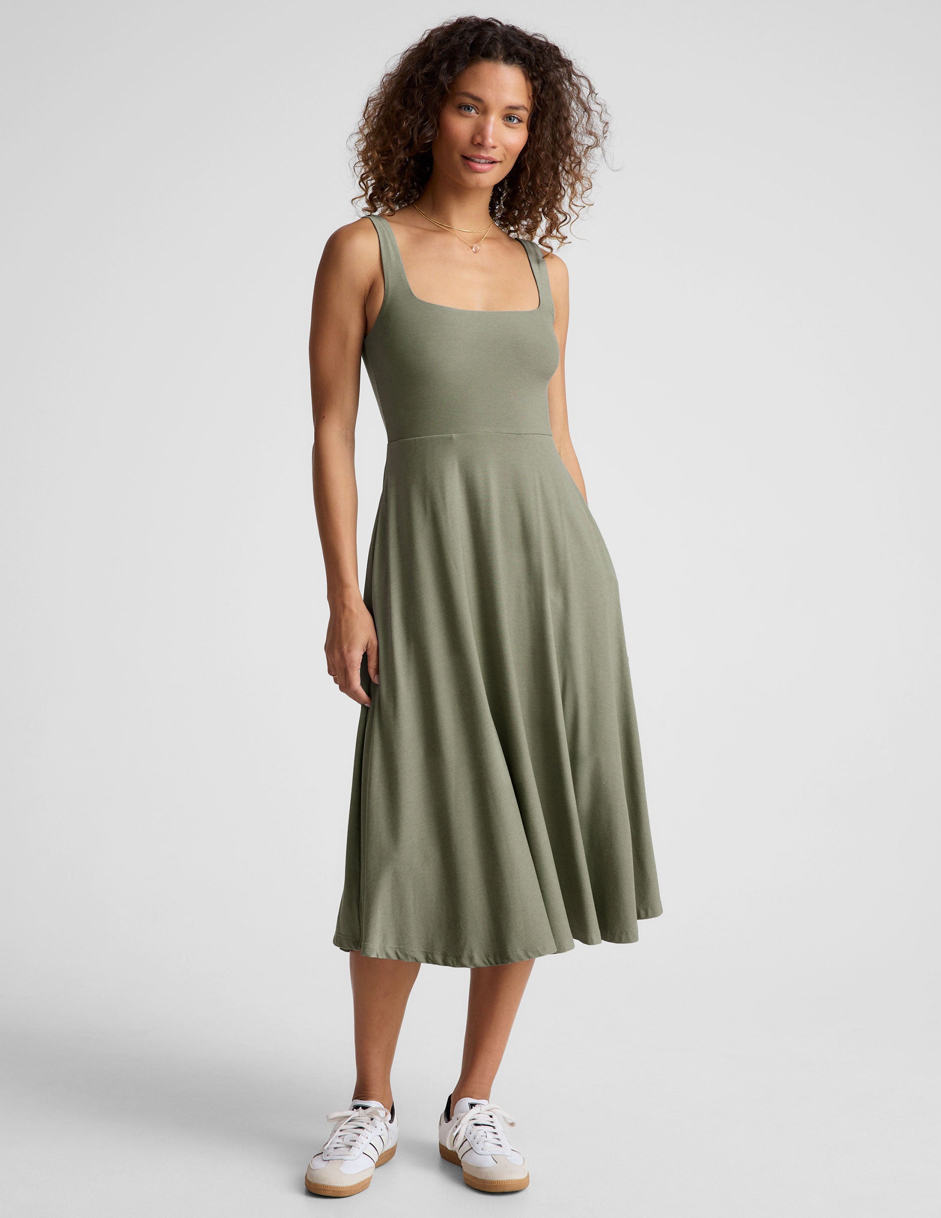 Featherweight At The Ready Square Neck Dress