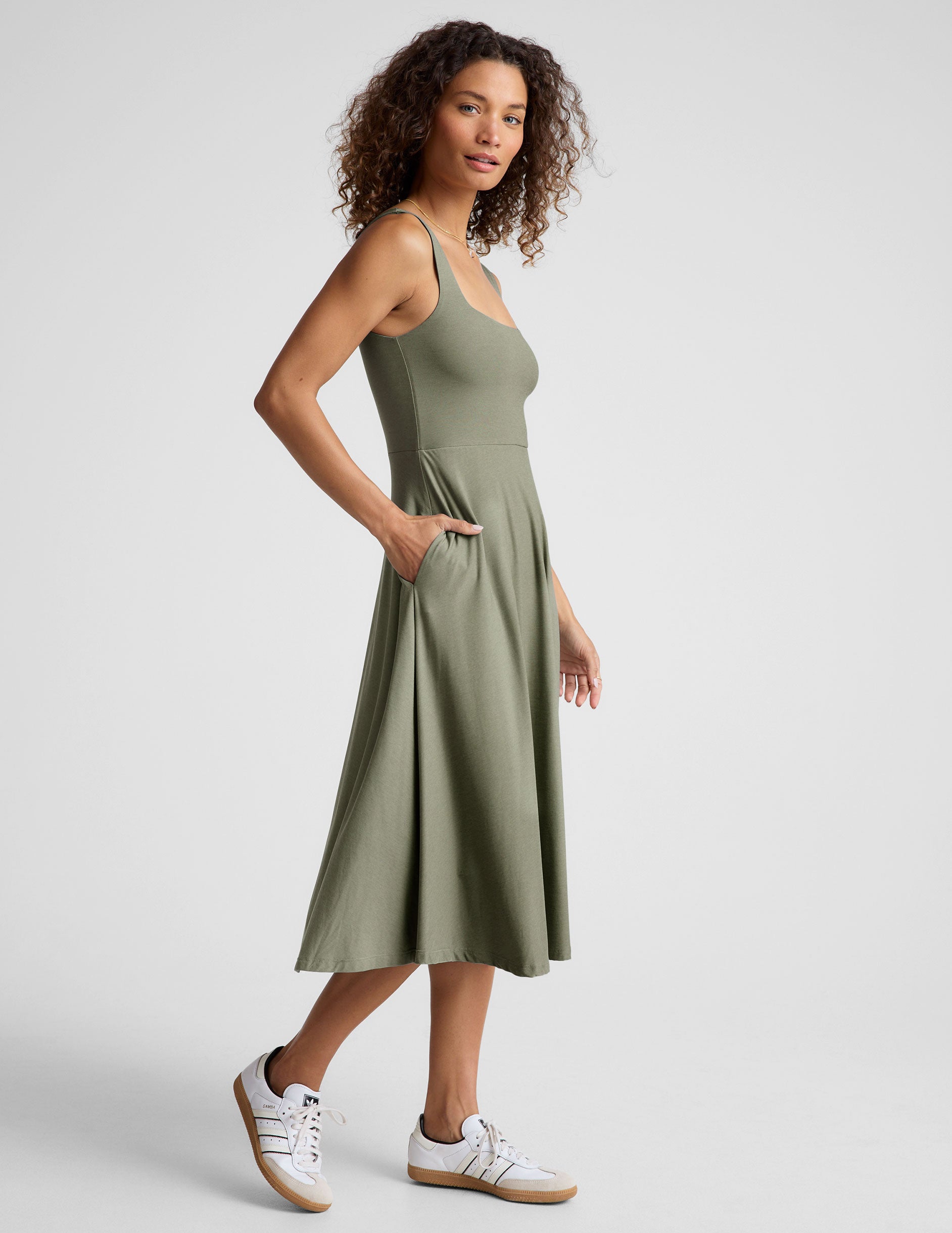 Featherweight At The Ready Square Neck Dress