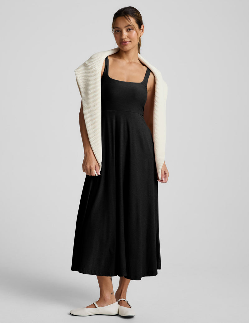 Featherweight At The Ready Square Neck Midi Dress