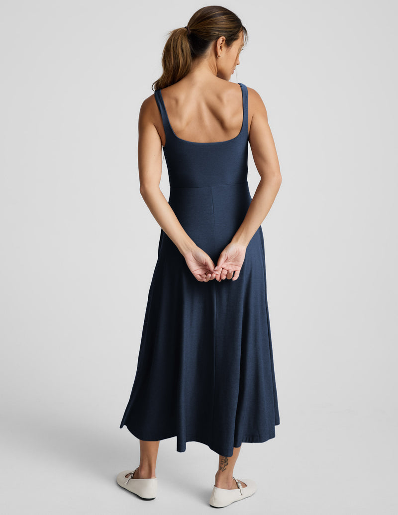 Featherweight At The Ready Square Neck Midi Dress