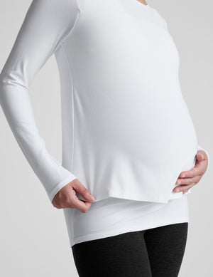 white long sleeve nursing top. 