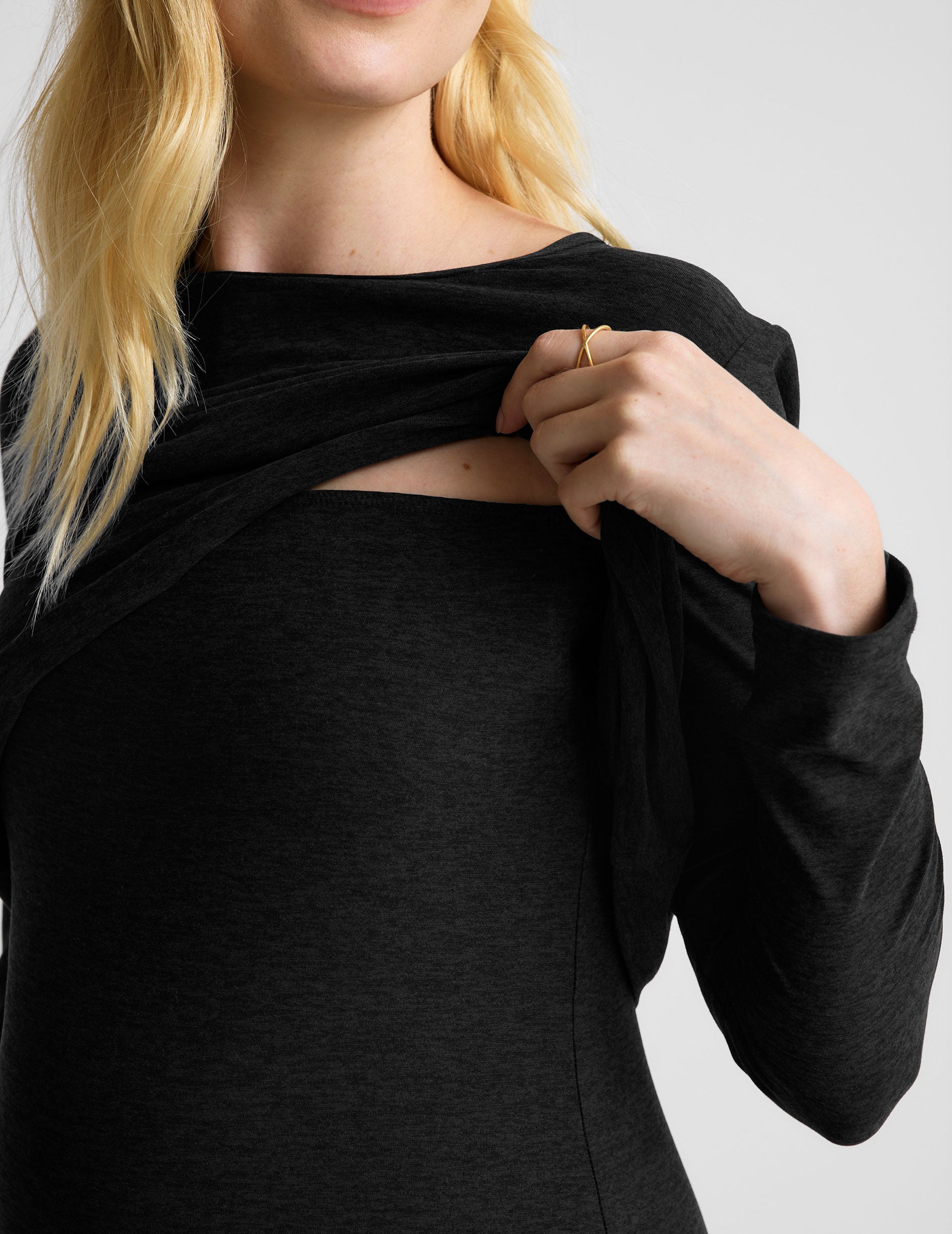 black maternity long sleeve top