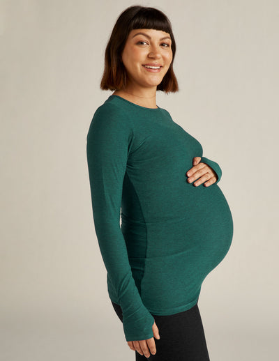 green maternity long sleeve pullover shirt. 