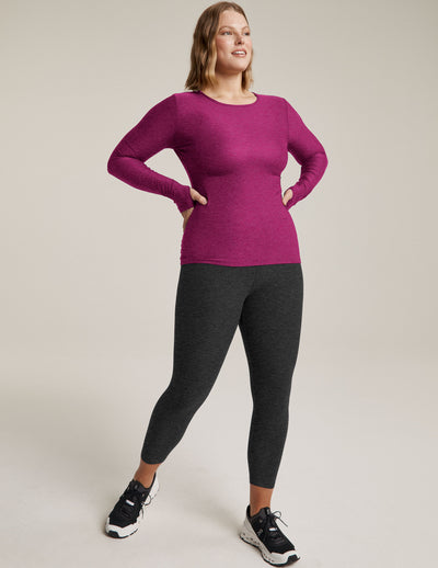 purple long sleeve top. 