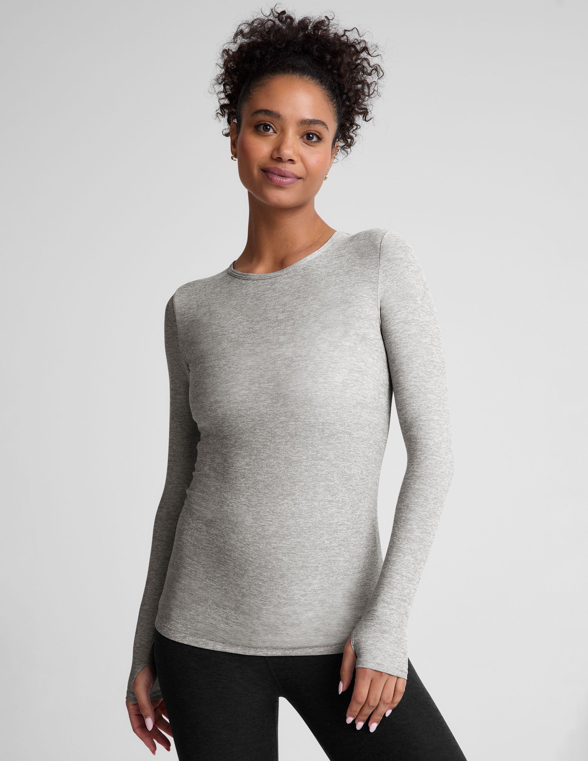 light gray long sleeve top