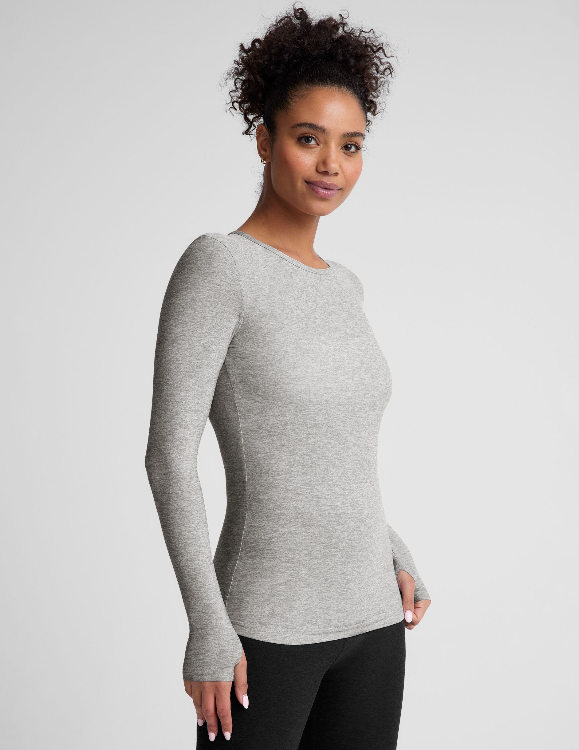 light gray long sleeve top