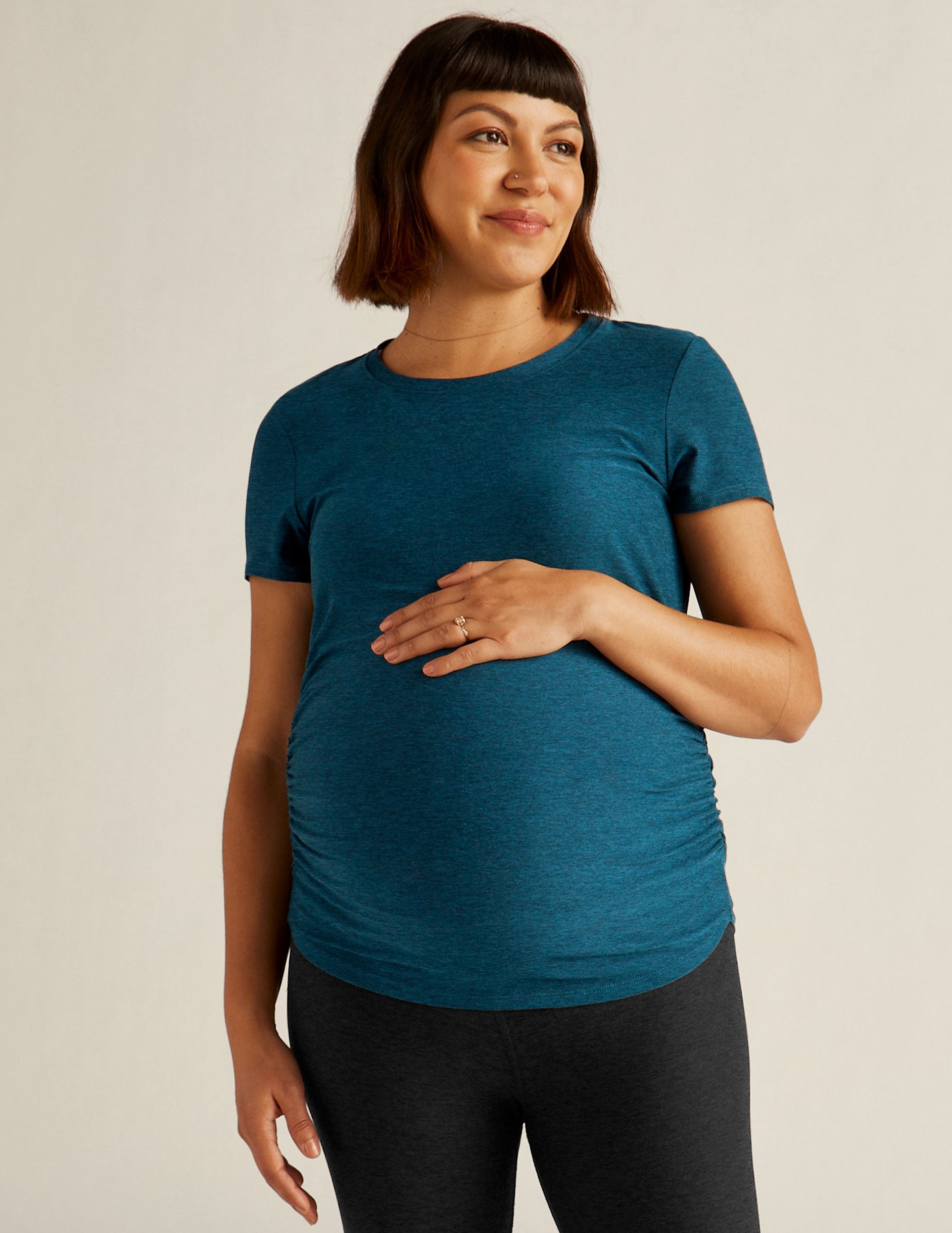 blue maternity t-shirt. 