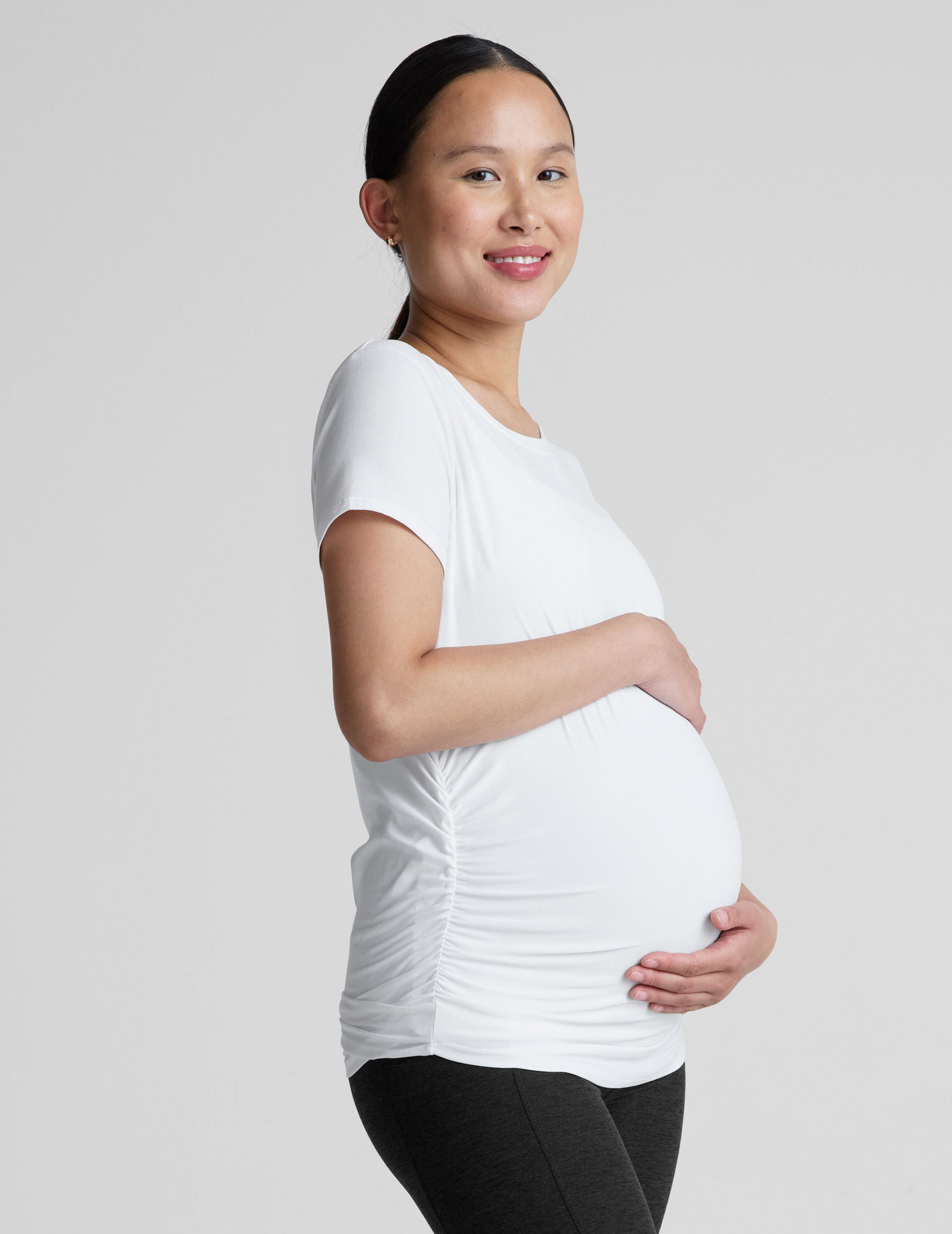 white short sleeve maternity tee