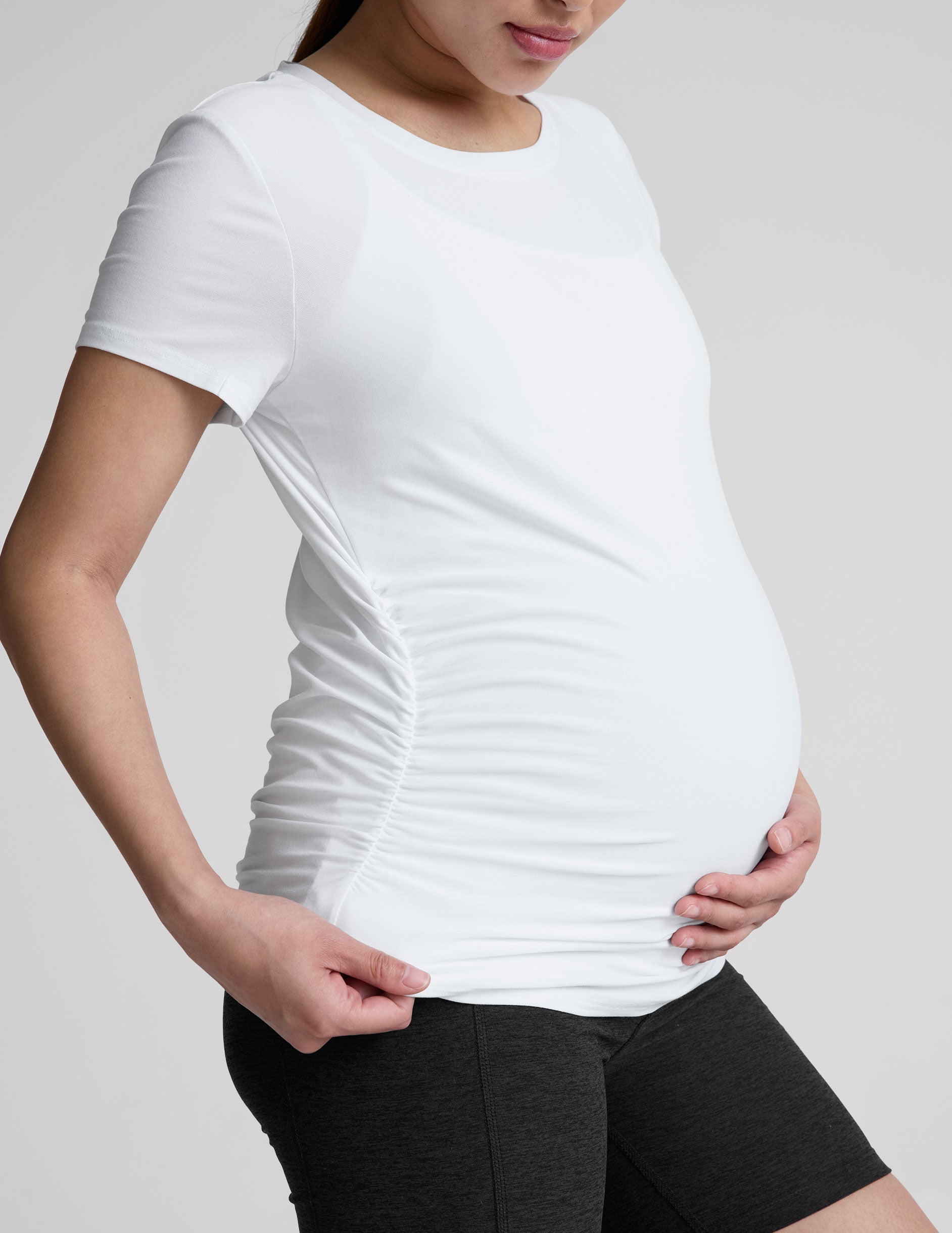 white short sleeve maternity tee