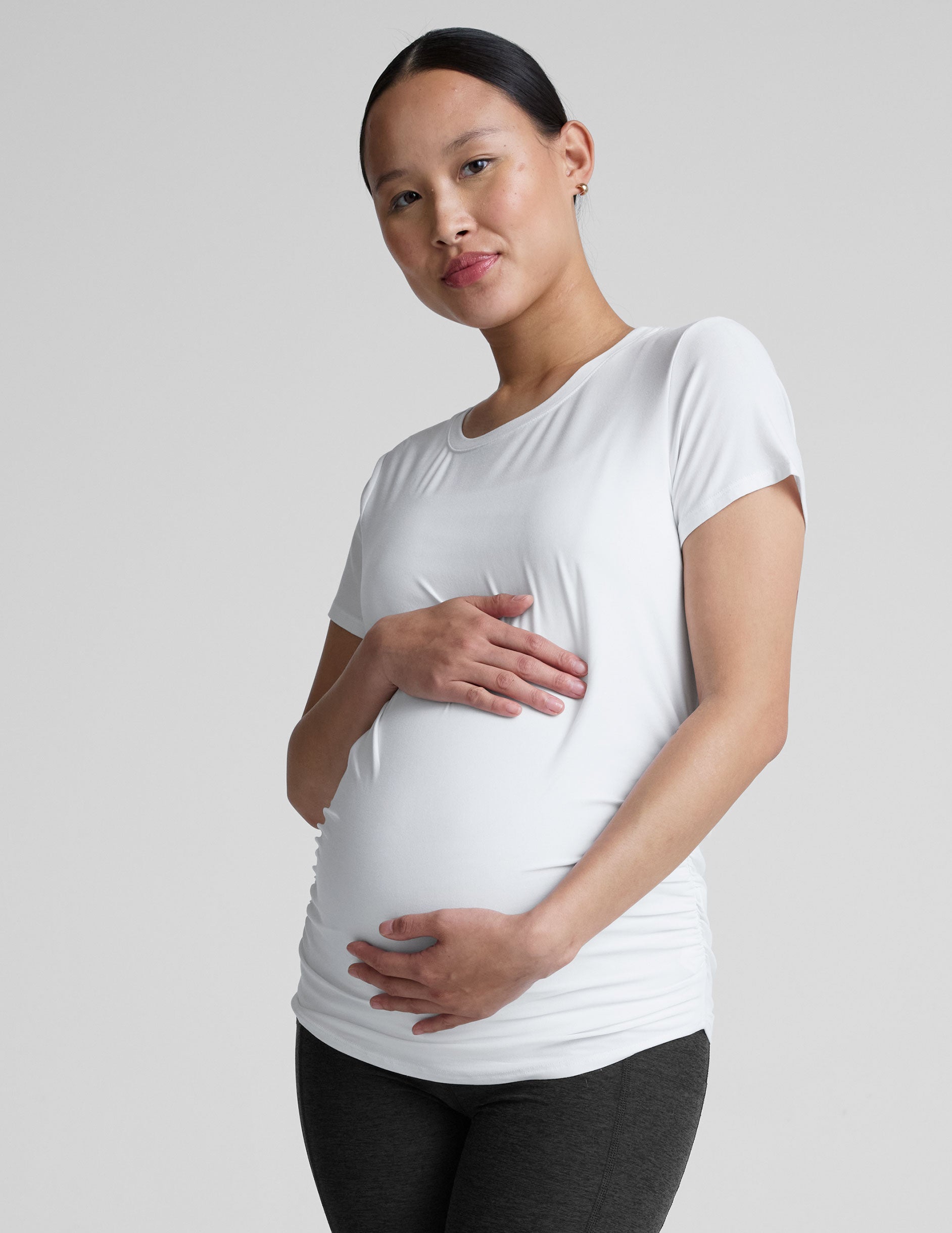 white short sleeve maternity tee