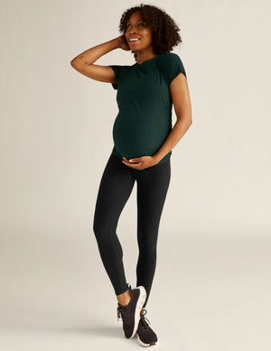 green maternity scoop neck short sleeve t-shirt. 