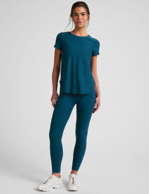 blue relaxed fit short sleeve shirt. 