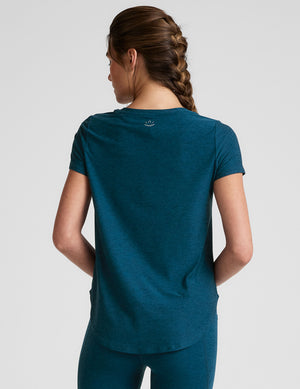 blue relaxed fit short sleeve shirt. 