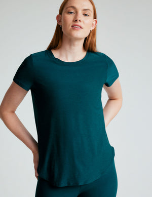 blue short sleeve top