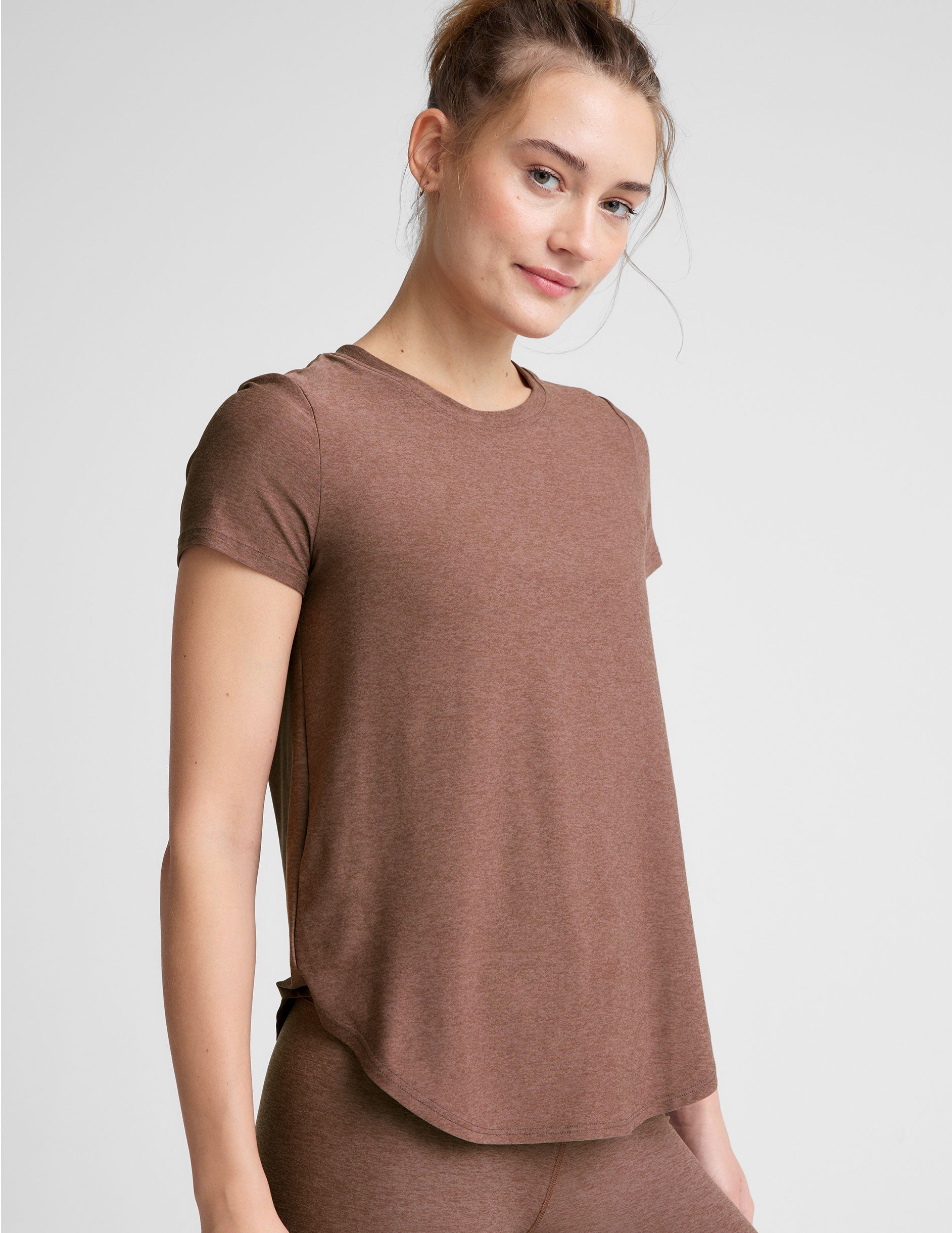 brown short sleeve top