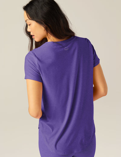 purple short sleeve top