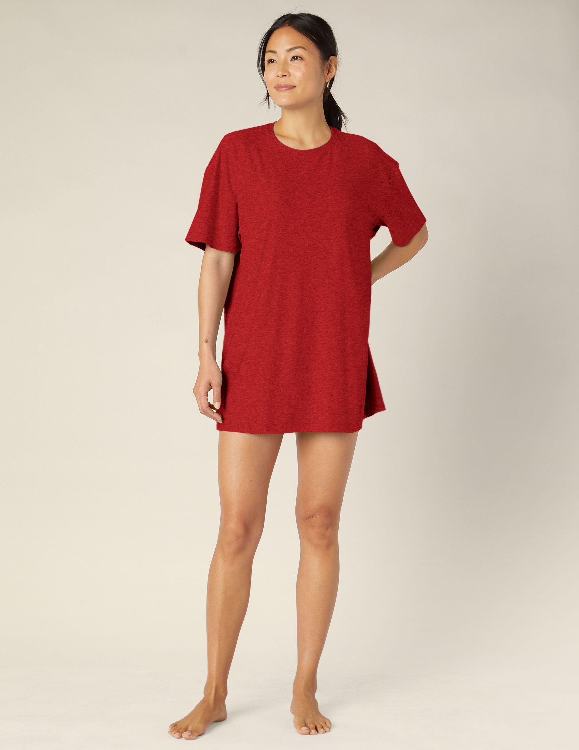 red relaxed fit short sleeve sleep tee. 