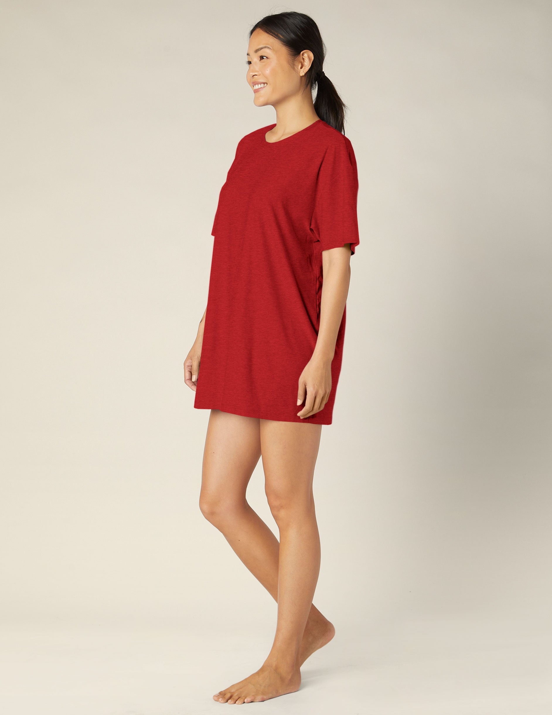 red relaxed fit short sleeve sleep tee. 