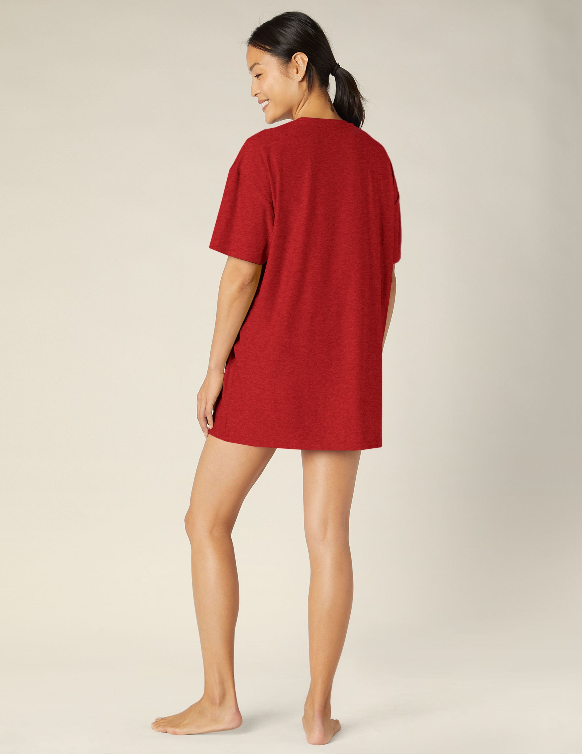 red relaxed fit short sleeve sleep tee. 