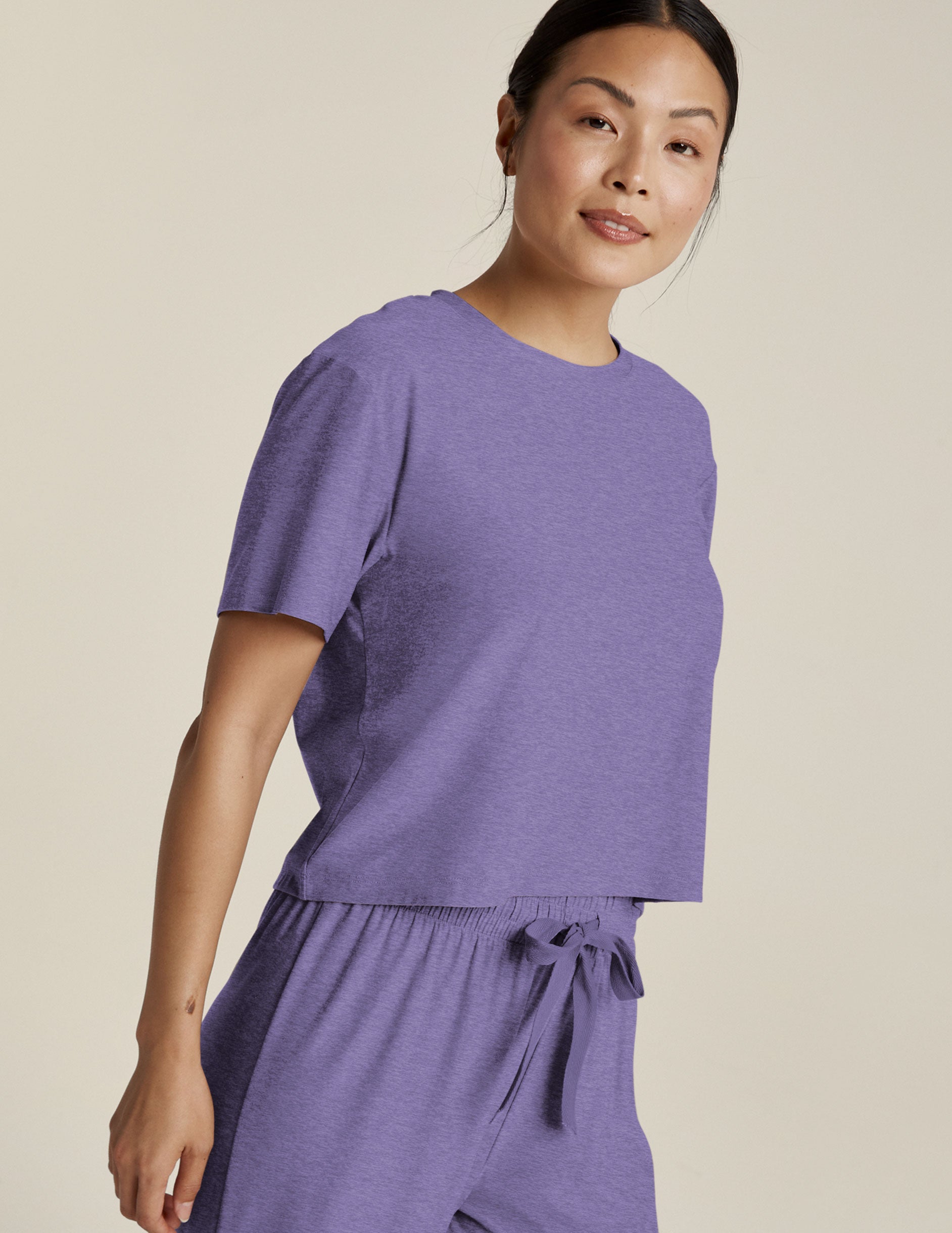 purple boxy fit sleep t-shirt. 