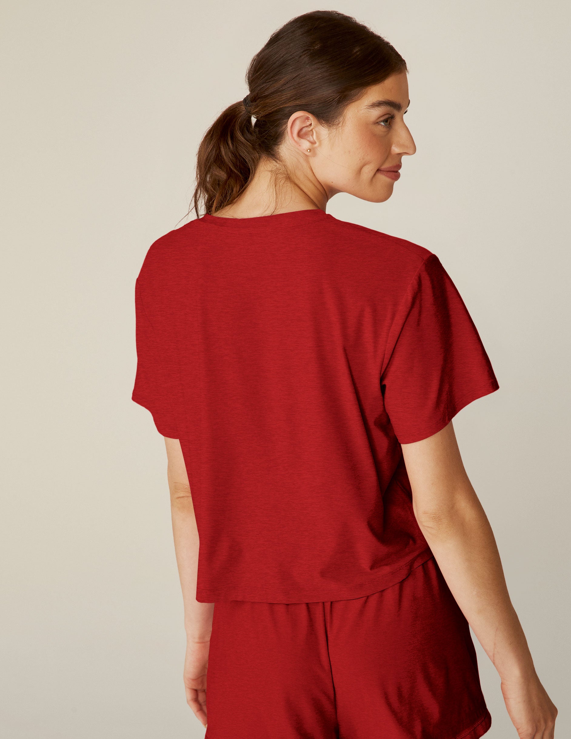 red short sleeve cropped sleep tee. 