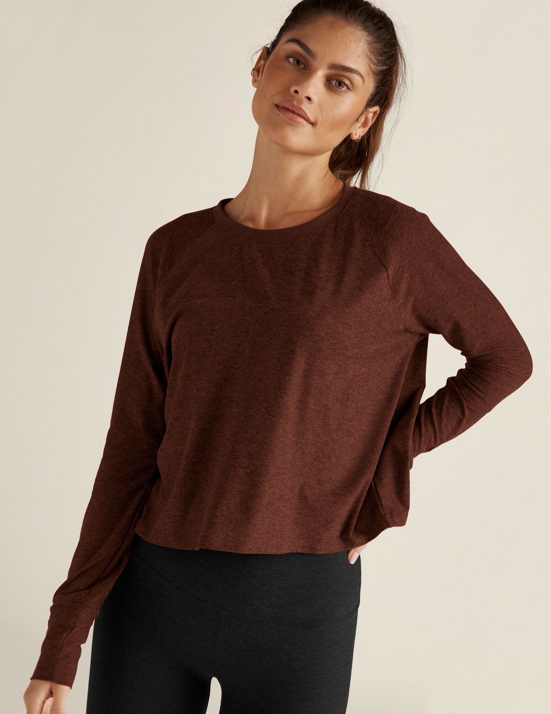 brown long sleeve top