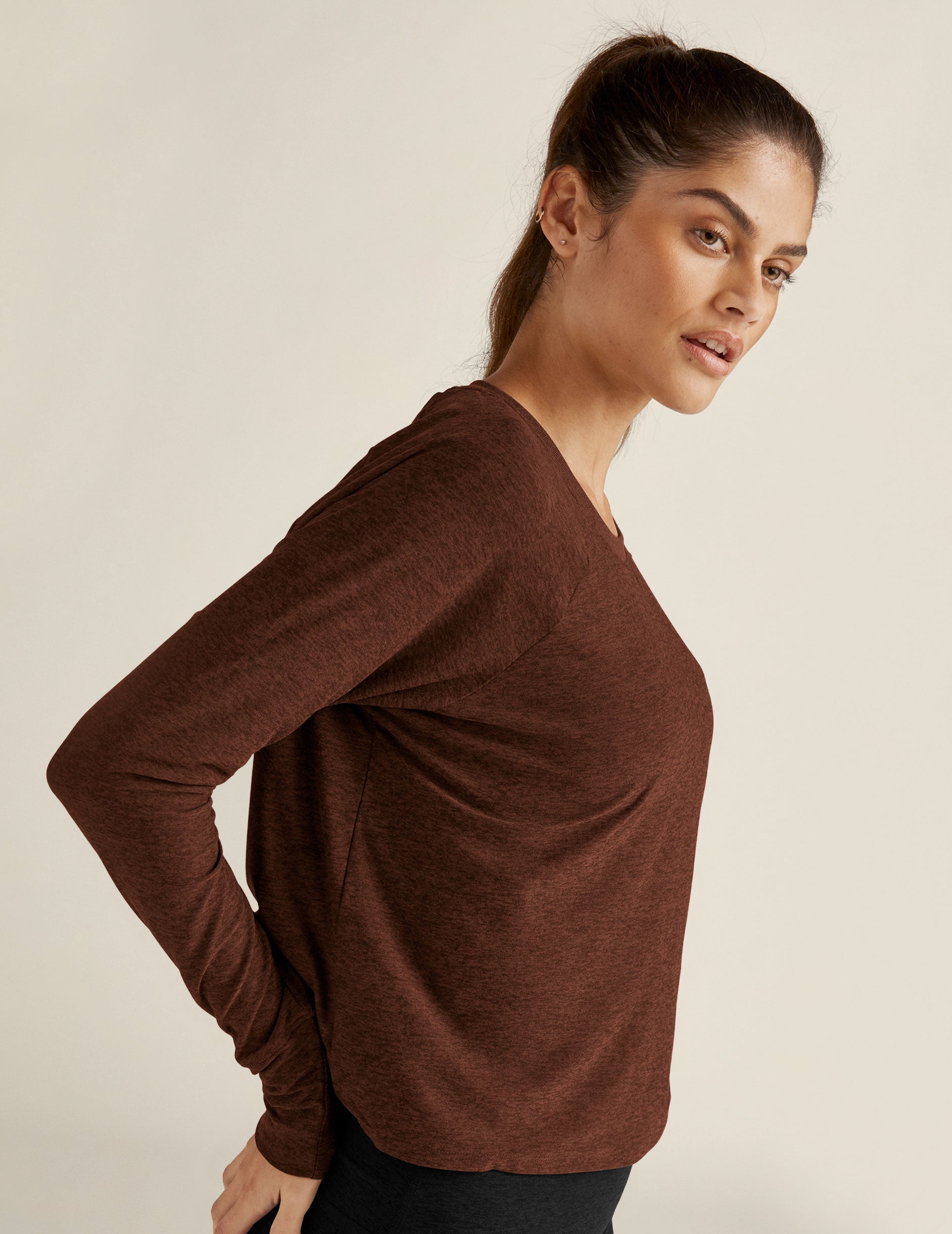 brown long sleeve top