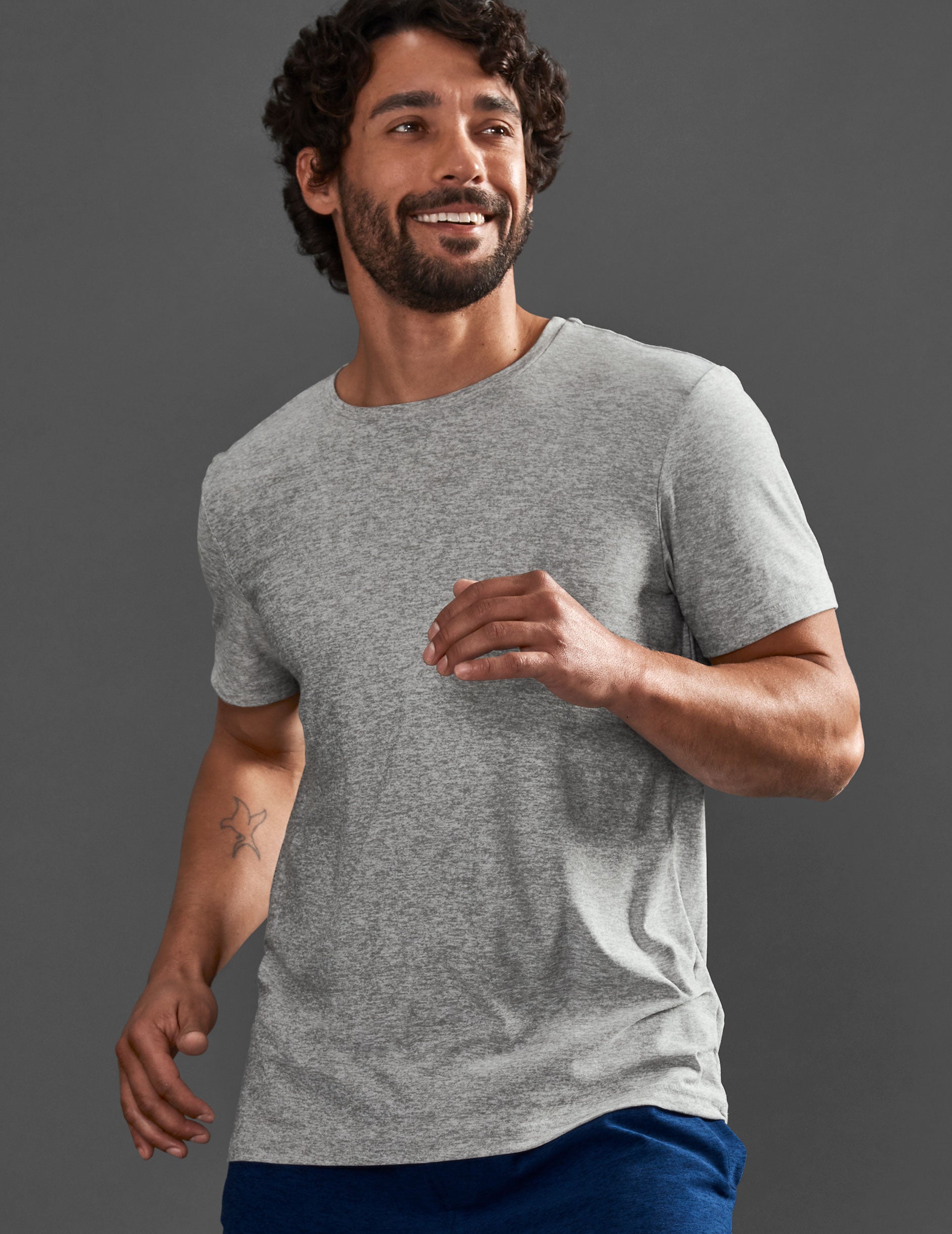 Men's Lightweight Burnout Yoga Tee Shirt - Gray 